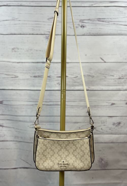 kate spade new york Handbags - Kate Spade Flower Coated Canvas Crossbody Bag & Card Holder Set Beige Cream